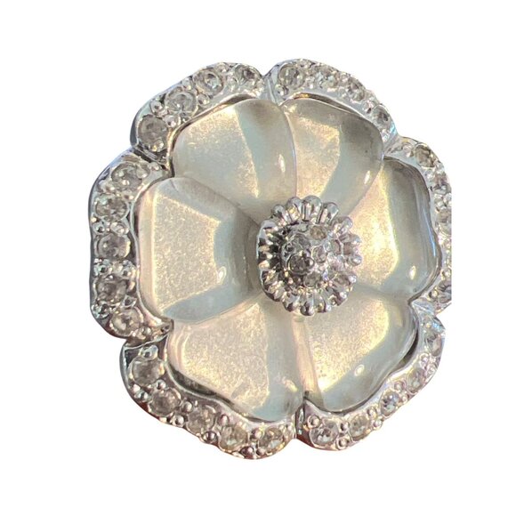 Vintage Replica SINGLE Clip On Earring Italy Lucite CZ Silver Tone Replacement - Picture 2 of 7